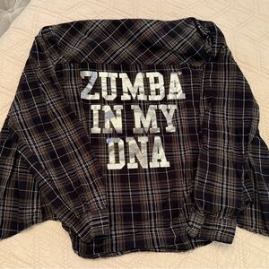 Zumba Fitness Black and White Plaid Men's Shirt